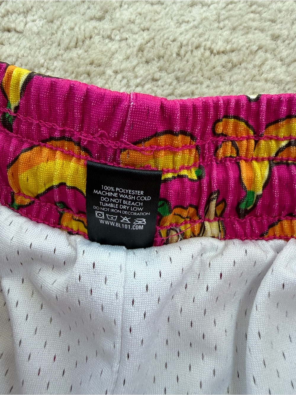 Baseball Lifestyle 101 Size Youth Medium Pink Banana Print Athletic Shorts - Picture 4 of 7